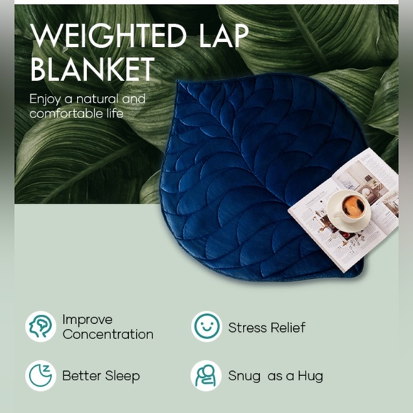 Kaisa Other - Cozy Leaf-Shaped Weighted Travel Blanket - Deep Teal, Approx. 7 Lbs. NEW